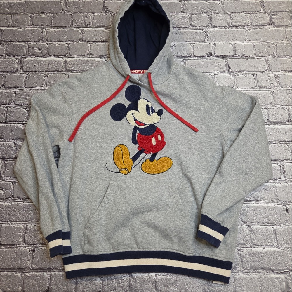 Disney "Original Mickey" Adult Gray Hoodie W/ Textured Mickey Appliqué Size S